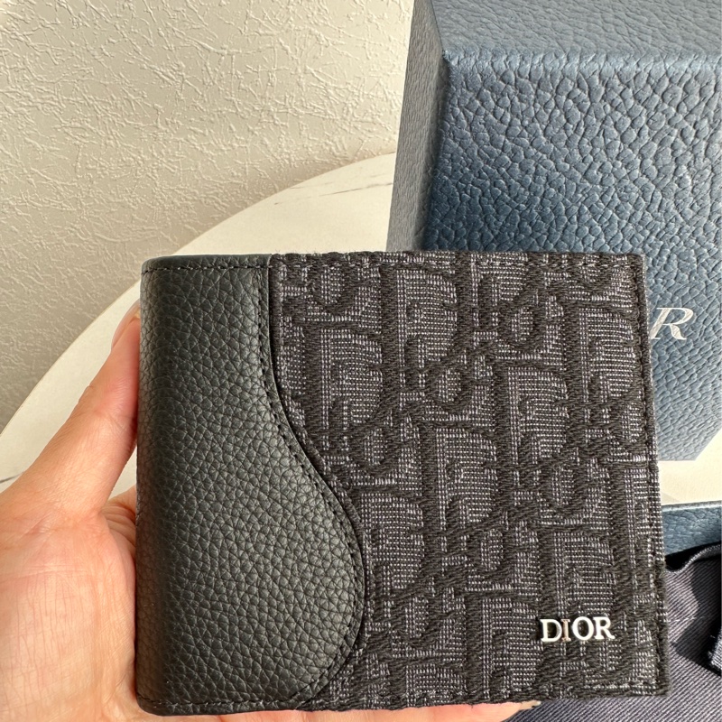 Dior黑色緹花短夾-1