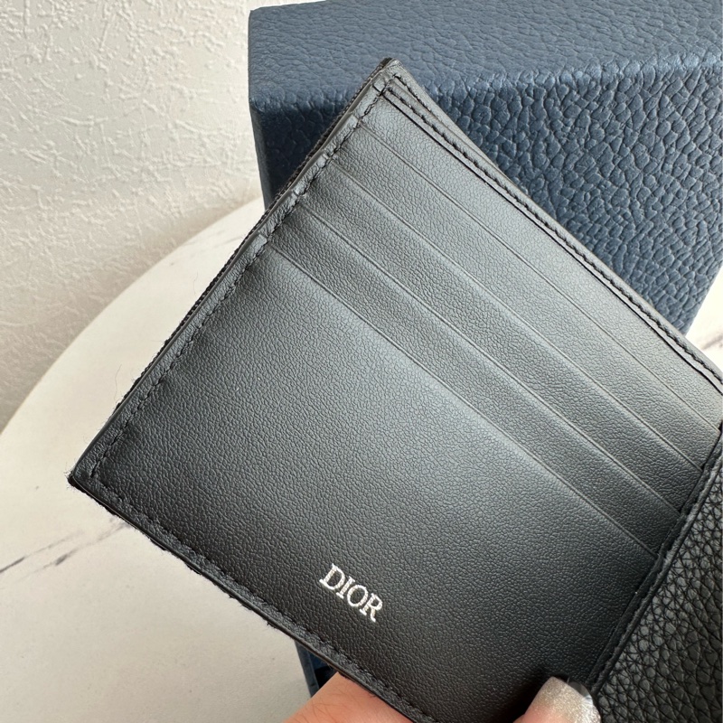 Dior黑色緹花短夾-5