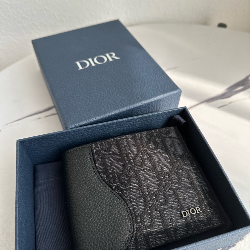 Dior黑色緹花短夾-9