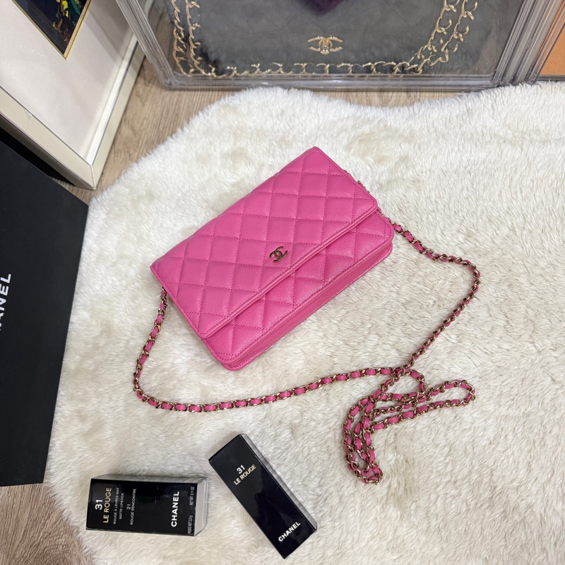 美品甜售🩷CHANEL WOC香奈兒 荔枝牛皮 粉色 桃紅 翻蓋 斜背包-2