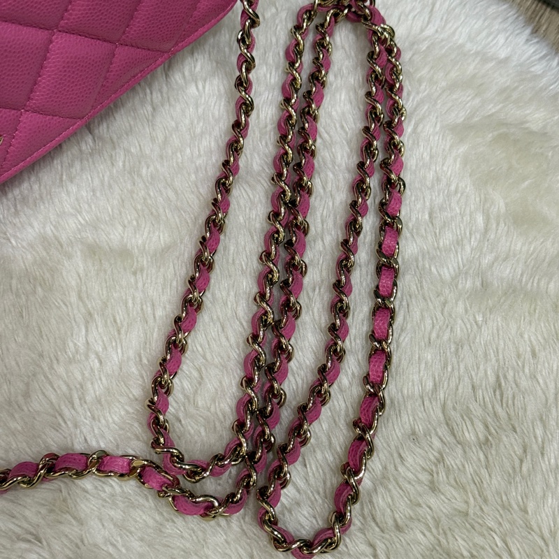 美品甜售🩷CHANEL WOC香奈兒 荔枝牛皮 粉色 桃紅 翻蓋 斜背包-4