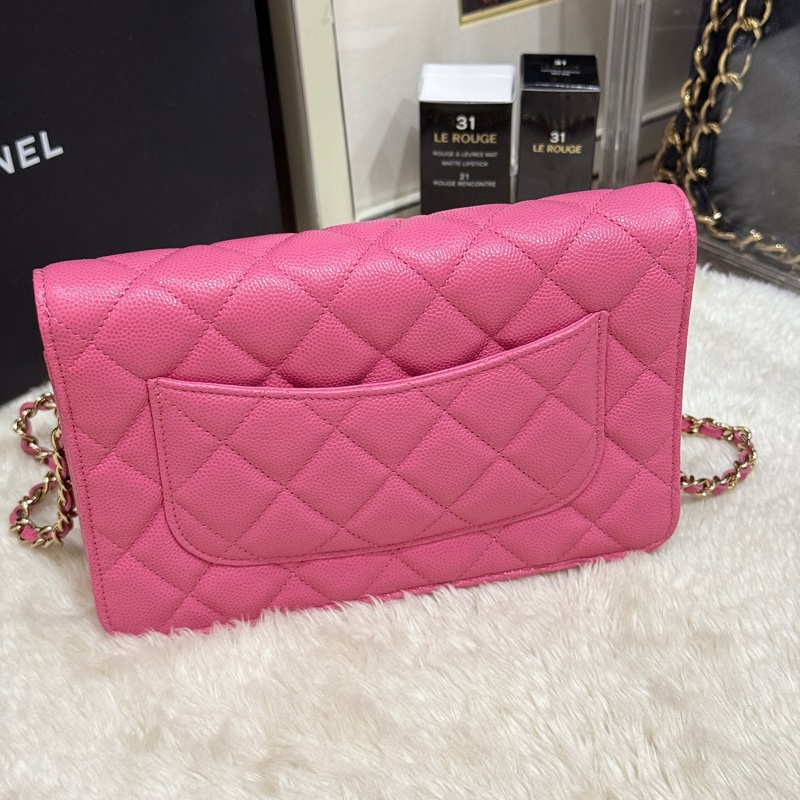 美品甜售🩷CHANEL WOC香奈兒 荔枝牛皮 粉色 桃紅 翻蓋 斜背包-6