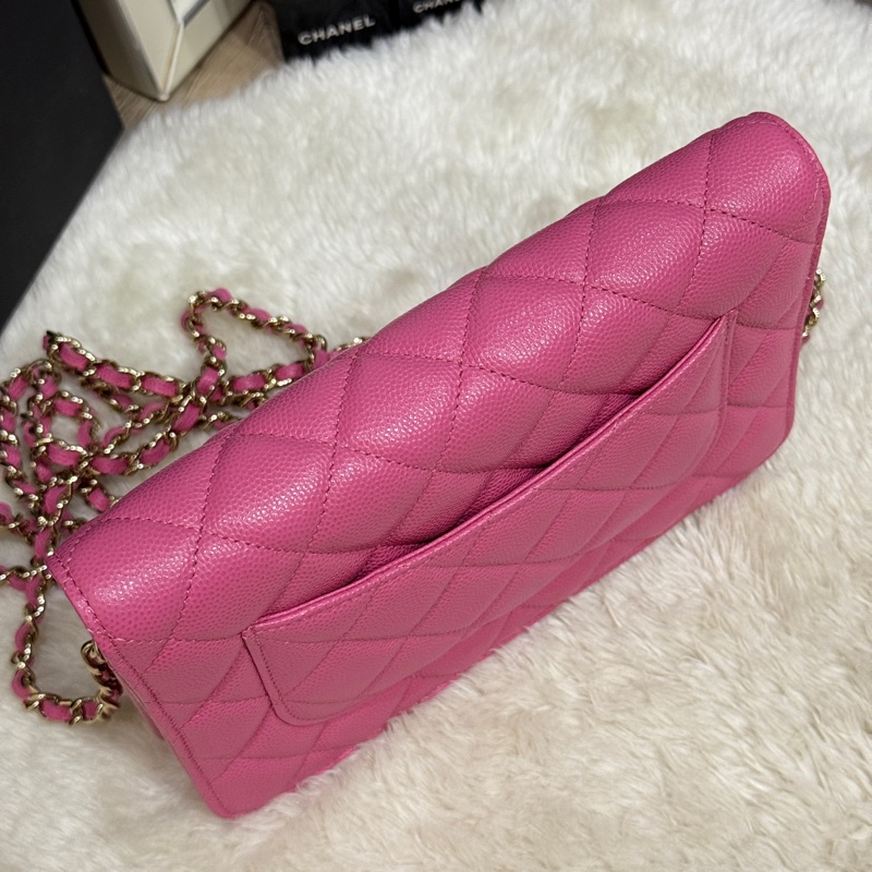 美品甜售🩷CHANEL WOC香奈兒 荔枝牛皮 粉色 桃紅 翻蓋 斜背包-8