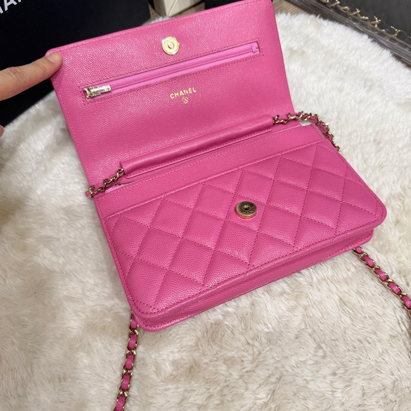 美品甜售🩷CHANEL WOC香奈兒 荔枝牛皮 粉色 桃紅 翻蓋 斜背包-24