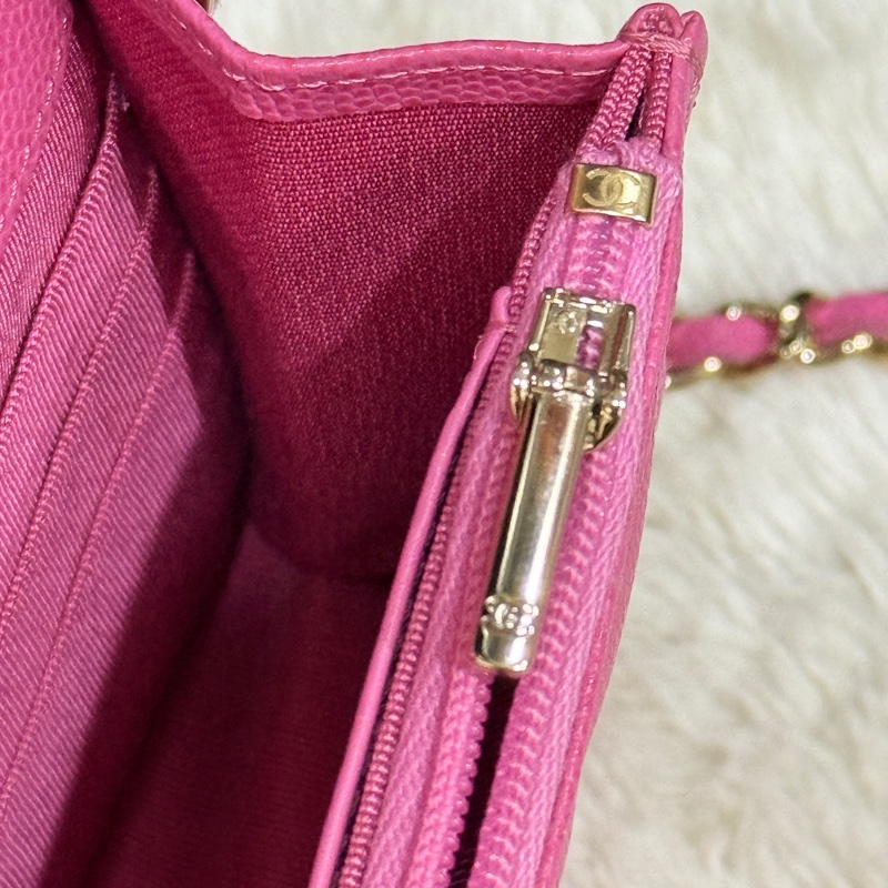 美品甜售🩷CHANEL WOC香奈兒 荔枝牛皮 粉色 桃紅 翻蓋 斜背包-33