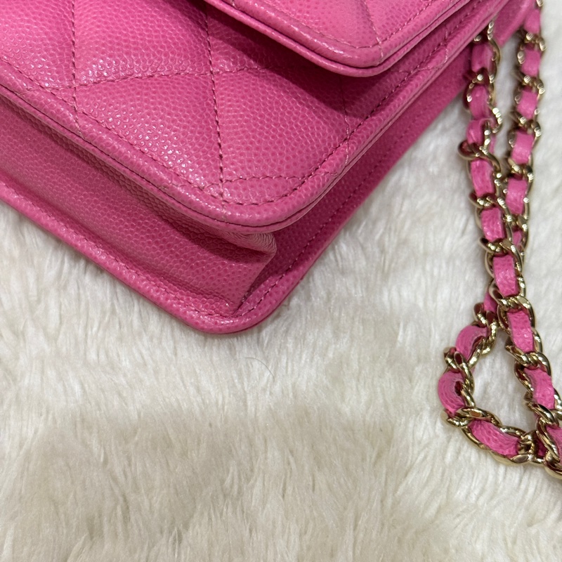 美品甜售🩷CHANEL WOC香奈兒 荔枝牛皮 粉色 桃紅 翻蓋 斜背包-40