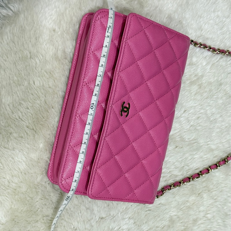 美品甜售🩷CHANEL WOC香奈兒 荔枝牛皮 粉色 桃紅 翻蓋 斜背包-49