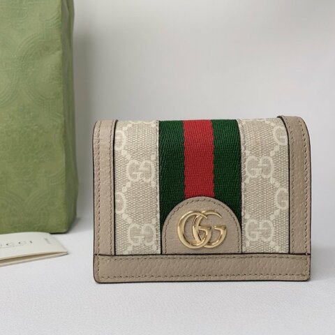 GUCCI Ophidia 燕麥色帆布短夾