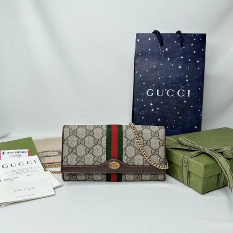 GUCCI Ophidia帆布Woc鏈帶包