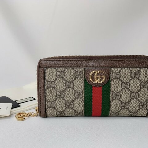 GUCCI Ophidia老花帆布拉鍊長夾