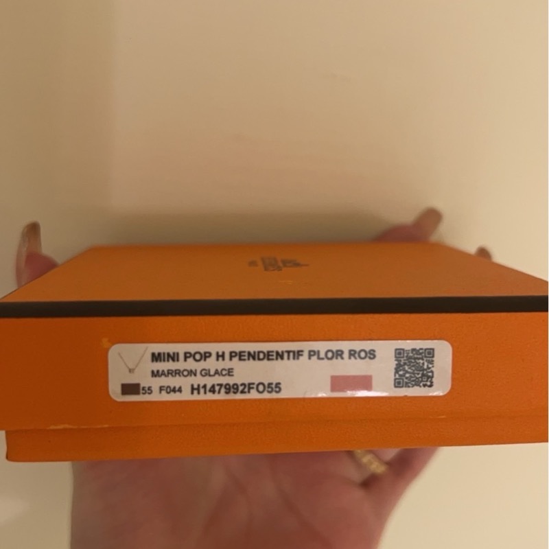 Hermès Mini Pop H 奶茶色x玫瑰金項鍊 2021台灣麗晶專櫃購入 僅試戴 盒袋購證全配-3