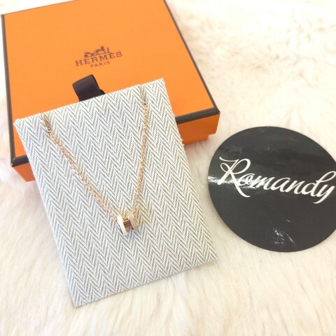 Hermès Mini POP H Rocabar 拼色項鍊 玫瑰金