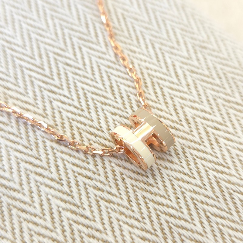 Hermès Mini POP H Rocabar 拼色項鍊 玫瑰金-1