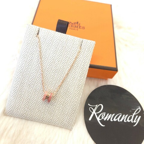 Hermès Mini POP H Rocabar 拼色項鍊 玫瑰金