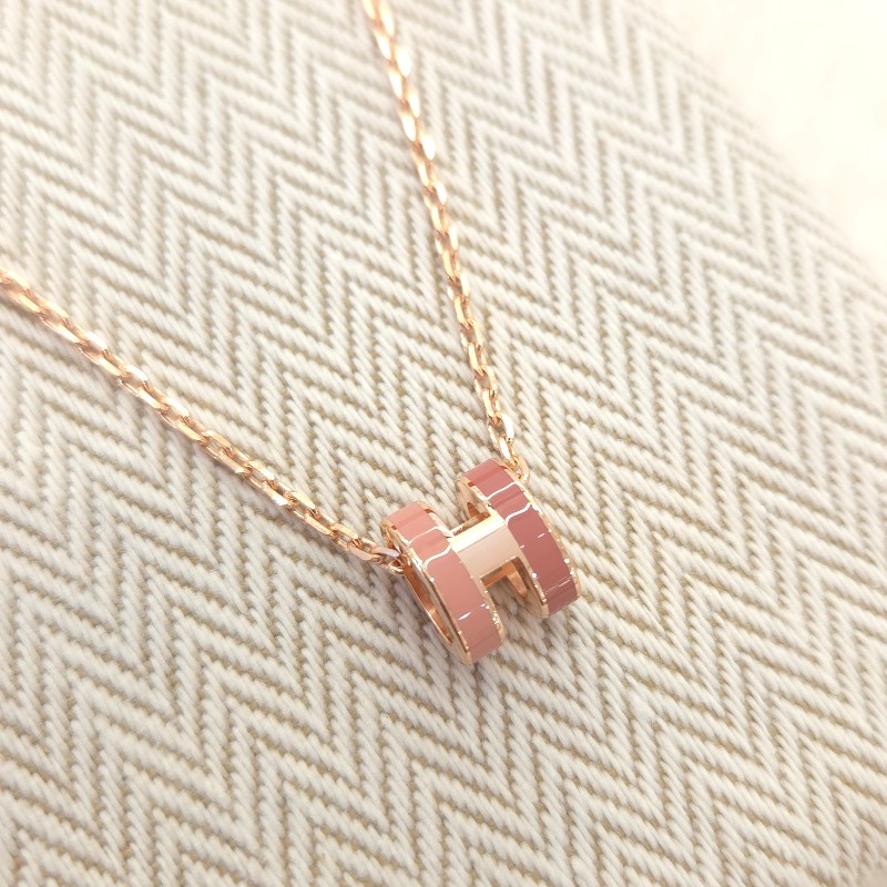 Hermès Mini POP H Rocabar 拼色項鍊 玫瑰金-1