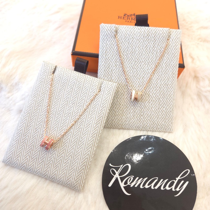Hermès Mini POP H Rocabar 拼色項鍊 玫瑰金-5