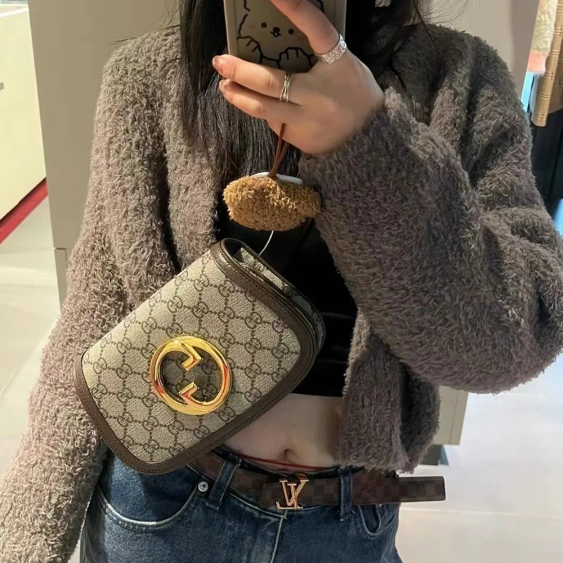 全新正品Gucci 金LOGO馬鞍3合一腰包胸包-21