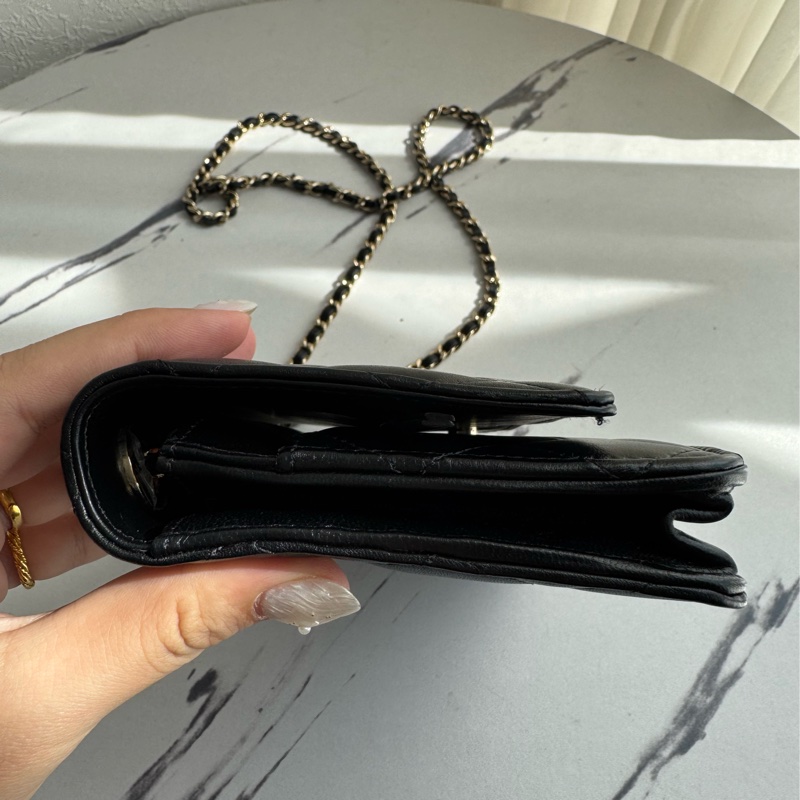 Chanel黑羊皮皮穿繩雙C Trendy CC woc-6