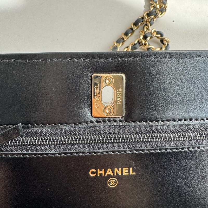 Chanel黑羊皮皮穿繩雙C Trendy CC woc-26