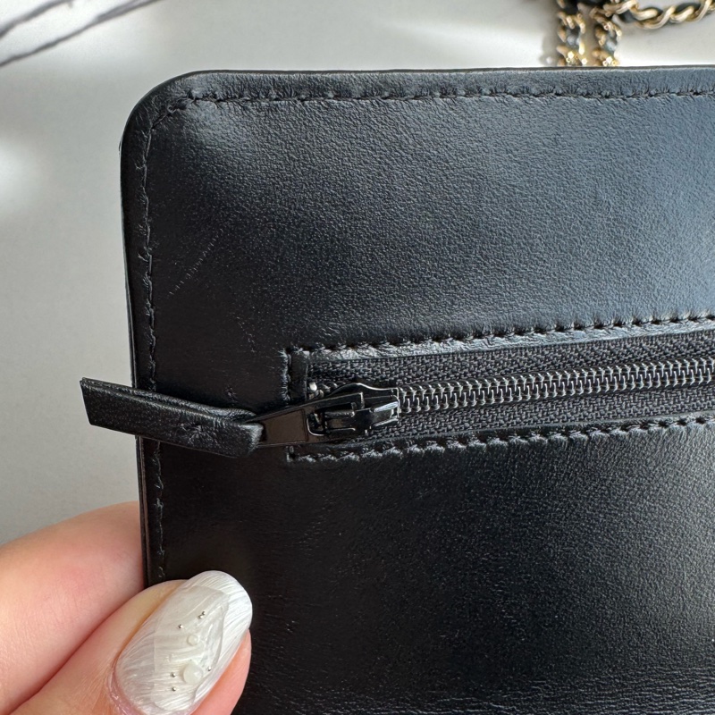 Chanel黑羊皮皮穿繩雙C Trendy CC woc-28