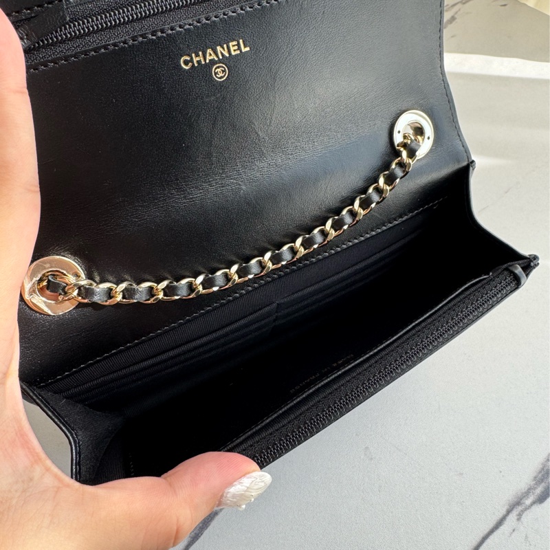 Chanel黑羊皮皮穿繩雙C Trendy CC woc-32