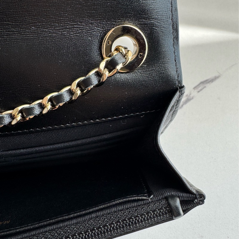 Chanel黑羊皮皮穿繩雙C Trendy CC woc-33