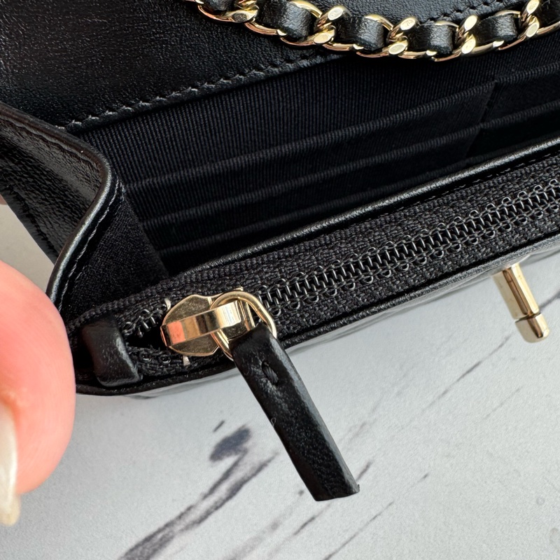 Chanel黑羊皮皮穿繩雙C Trendy CC woc-38