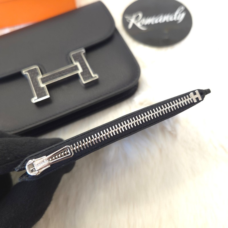 Hermès Constance Slim 蜥蜴皮H釦 黑銀-7