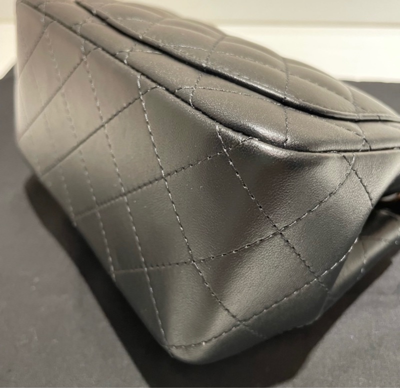 Chanel CF17 黑金淡金扣 方胖子 晶片款-11