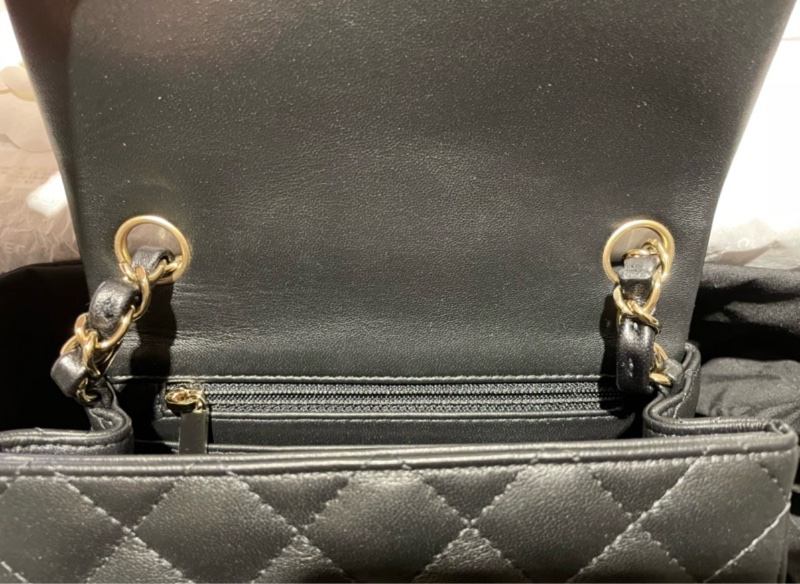 Chanel CF17 黑金淡金扣 方胖子 晶片款-14