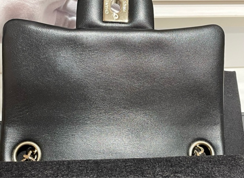 Chanel CF17 黑金淡金扣 方胖子 晶片款-15