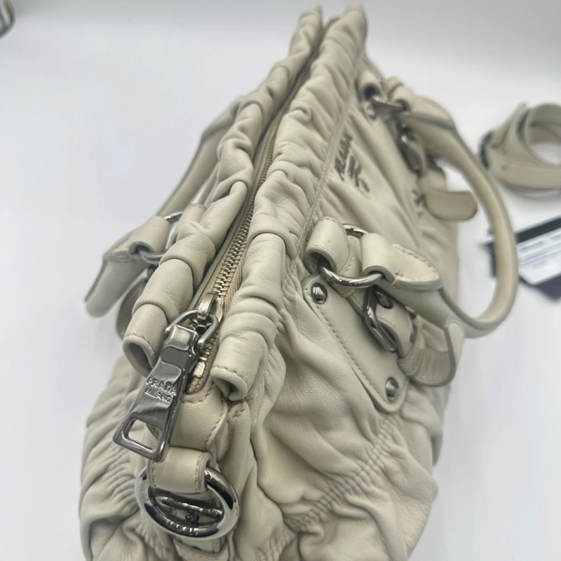 prada 2way 象牙白 手提單肩包-6