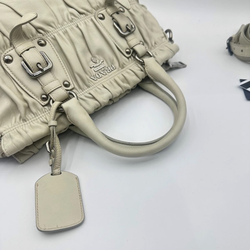 prada 2way 象牙白 手提單肩包-9