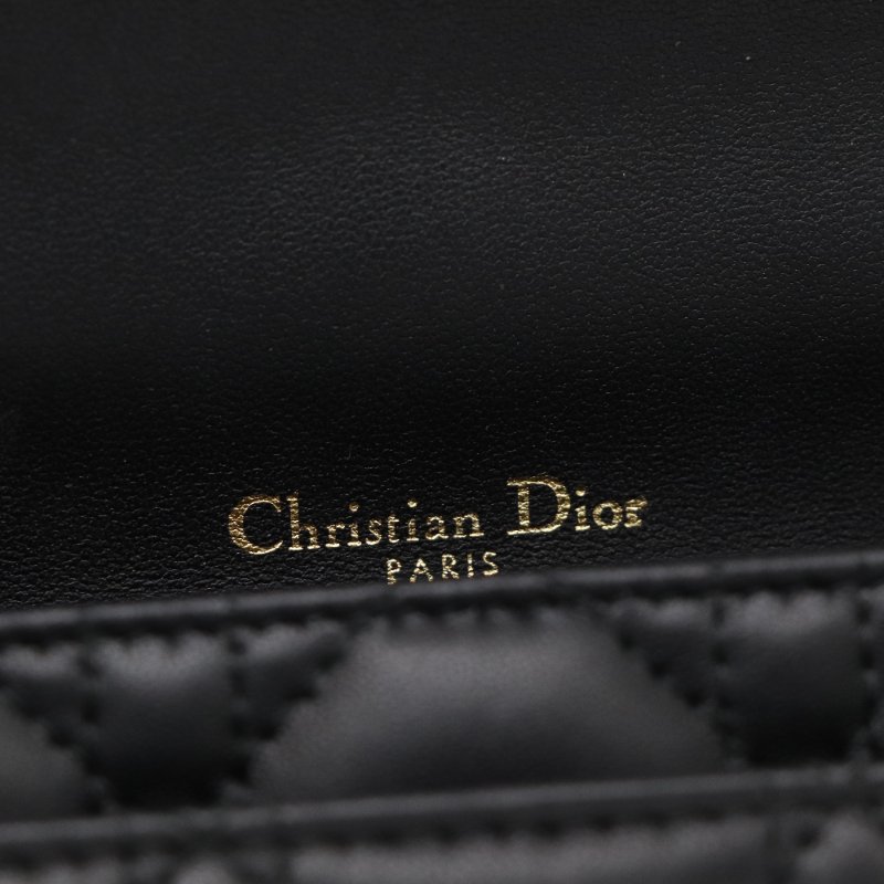 【近新品♥️】 Dior 迪奧 黑色 菱格紋 皮革 淡金釦 珍珠鏈條 信封包 WOC 鏈條錢包 斜背包 ｜ 專櫃 85,000-12