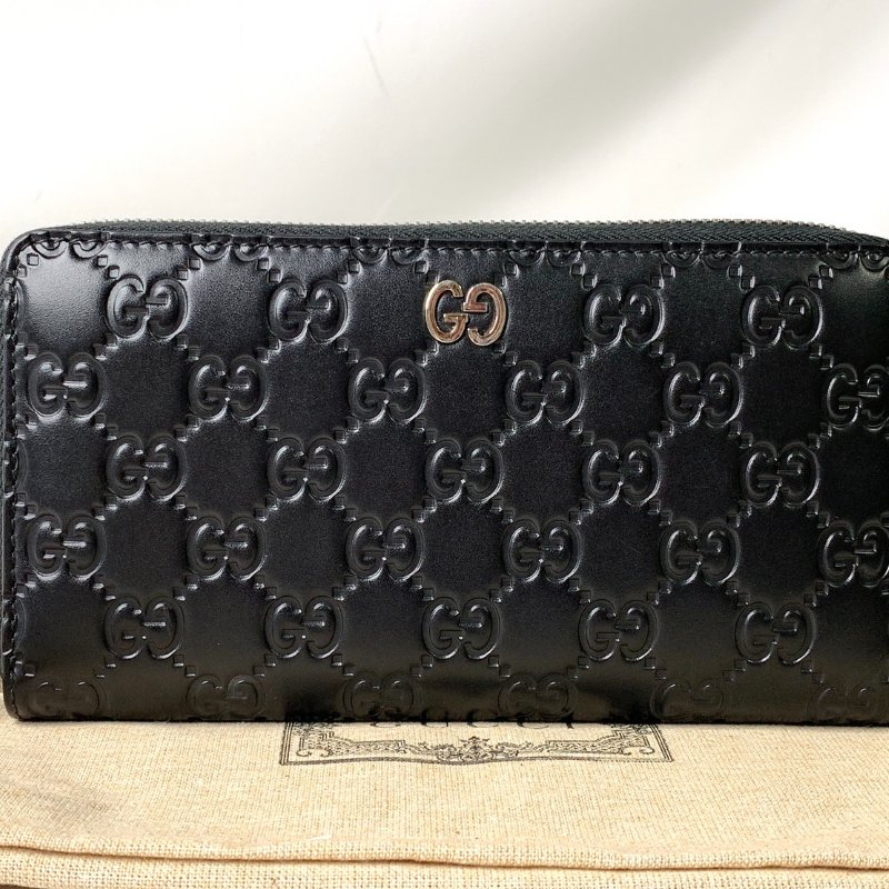 GUCCI Signature 牛皮拉鍊長夾-0