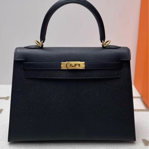 愛馬仕 Hermes kelly25 黑金 U刻 epsom皮 配件全套帶票