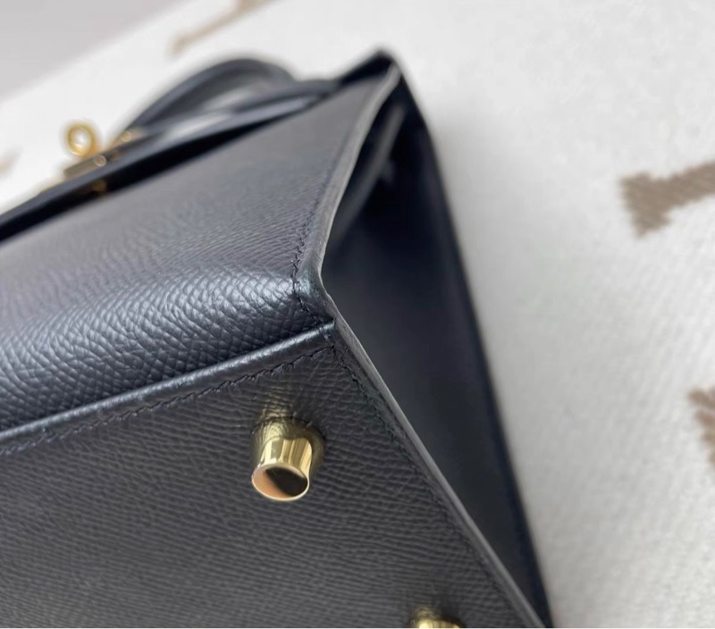 愛馬仕 Hermes kelly25 黑金 U刻 epsom皮 配件全套帶票-5