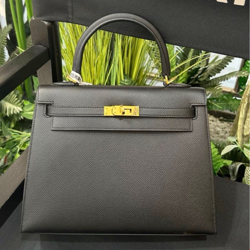 Hermes kelly 25黑金epsom皮B刻 2023 成色:99新❤️五金部分無膜-0