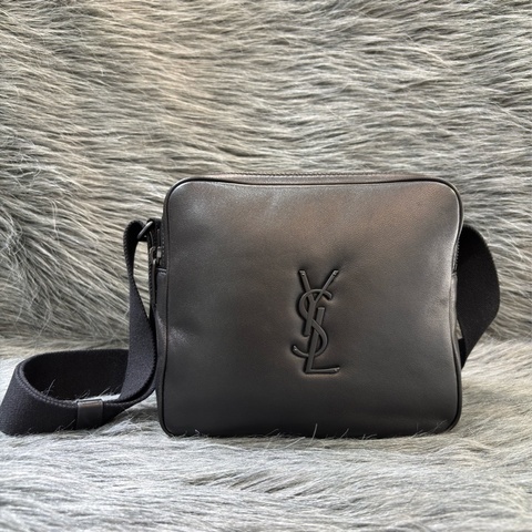 YSL 819279 NIKI 黑色 全皮 滑面 雙拉鍊 斜背包 相機包 方塊包 巧克力包 肩背包 側背包