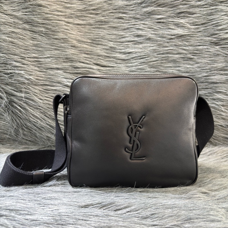 YSL 819279 NIKI 黑色 全皮 滑面 雙拉鍊 斜背包 相機包 方塊包 巧克力包 肩背包 側背包-0