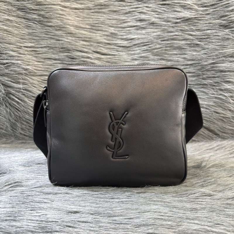YSL 819279 NIKI 黑色 全皮 滑面 雙拉鍊 斜背包 相機包 方塊包 巧克力包 肩背包 側背包-1