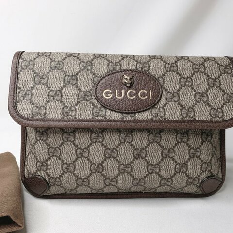 GUCCI Supreme帆布虎頭胸腰包