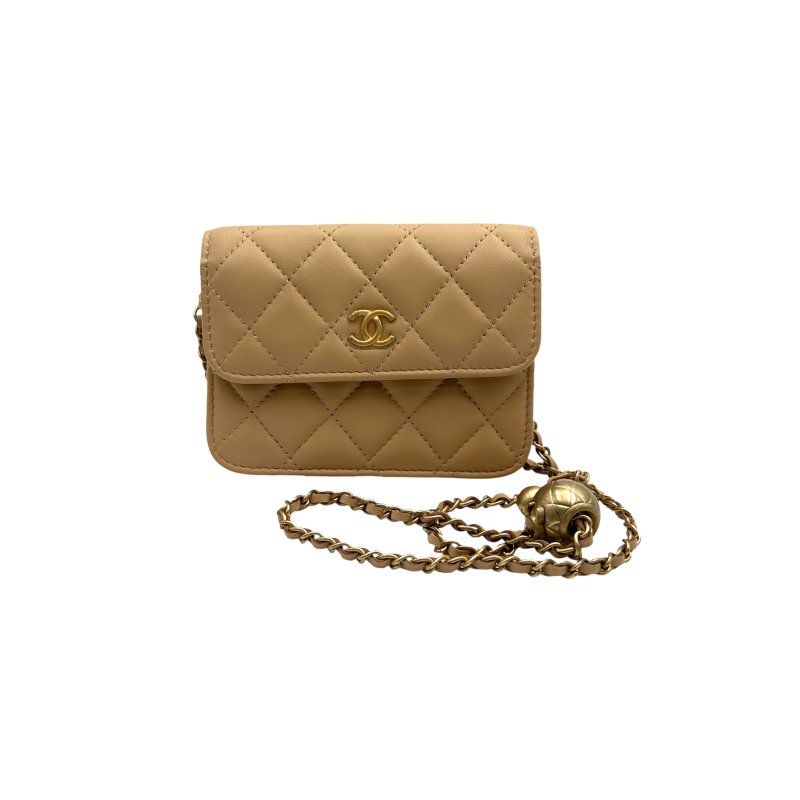 【美收精品】CHANEL 奶茶色金球長鍊小包 B-862【隔月月中將轉賣至日本 上架期限30天】-0