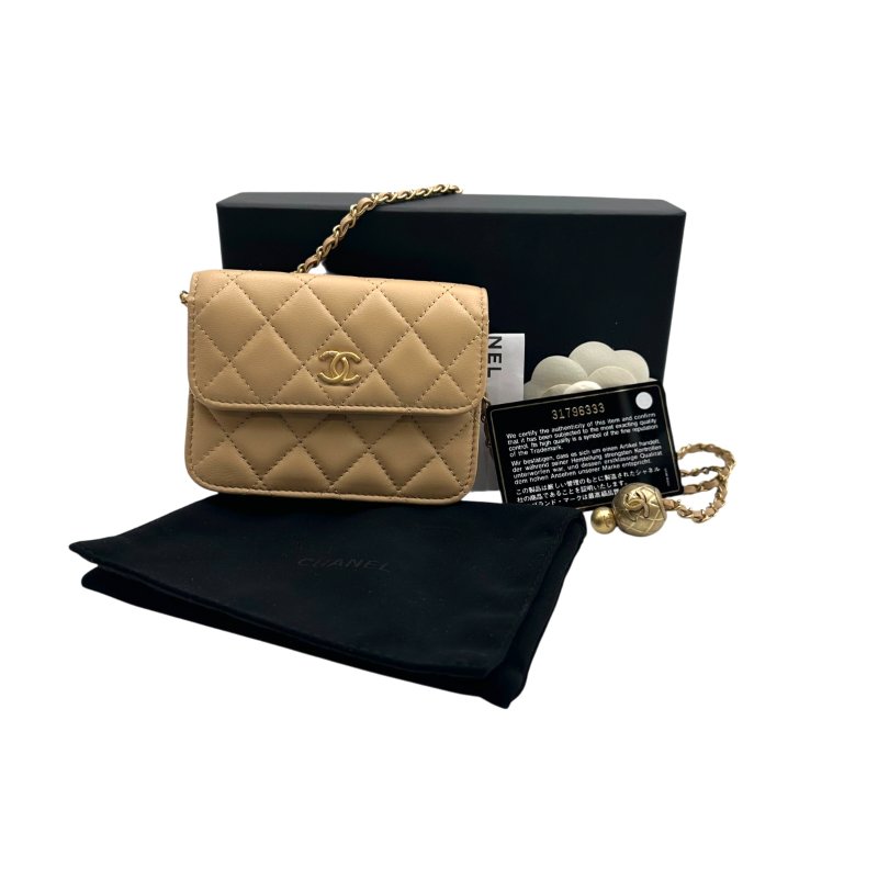 【美收精品】CHANEL 奶茶色金球長鍊小包 B-862【隔月月中將轉賣至日本 上架期限30天】-12