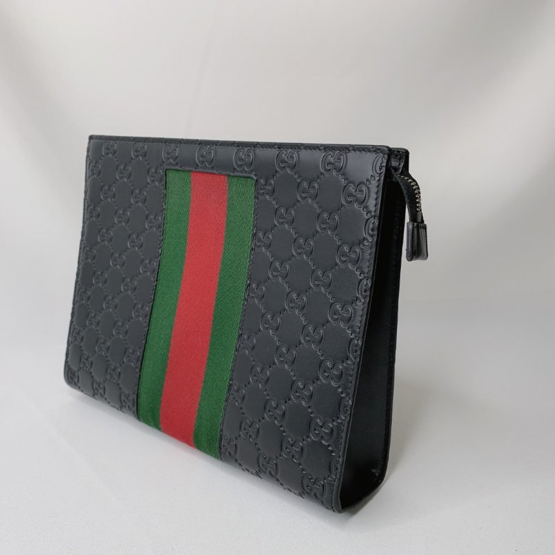 GUCCI Supreme紅綠織帶手拿包-2