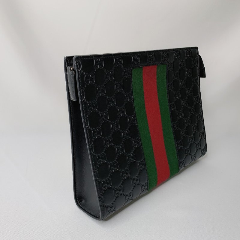GUCCI Supreme紅綠織帶手拿包-3