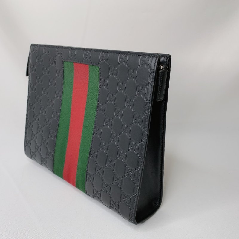 GUCCI Supreme紅綠織帶手拿包-4