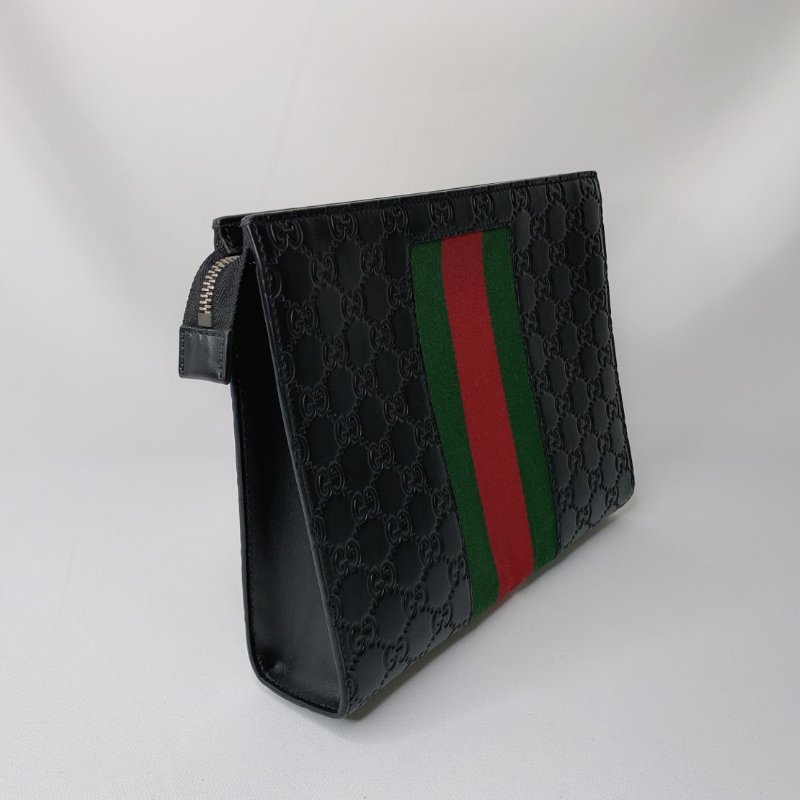 GUCCI Supreme紅綠織帶手拿包-5