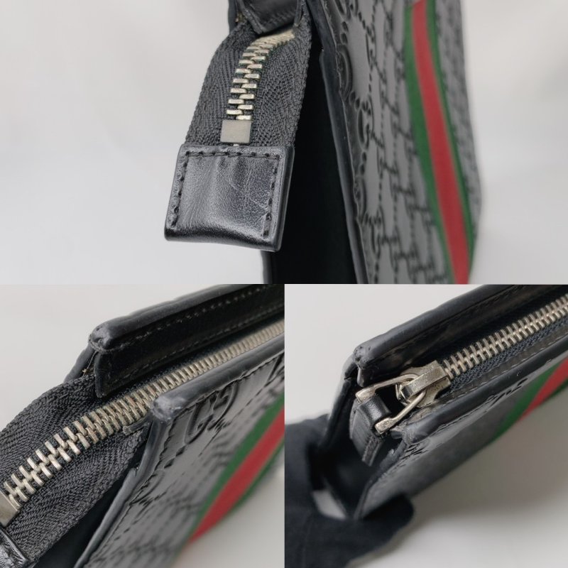 GUCCI Supreme紅綠織帶手拿包-8