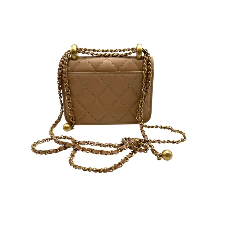 【美收精品】CHANEL 奶茶色長鍊包 B-863【隔月月中將轉賣至日本 上架期限30天】-1
